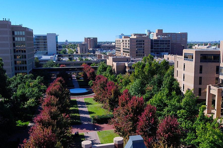 O-U Health Campus aerial footage on a sunny, fall day.