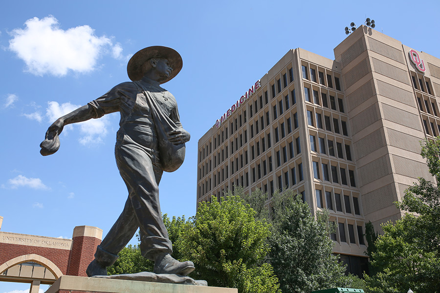 Picture of Seed Sower statue located on the OU Health Campus 