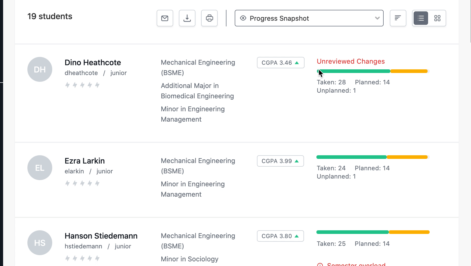  the cursor uses the dropdown next to the print audit icon and selects the hide additional info option before selecting the card view option. It's icon is a two-by-two of squares.