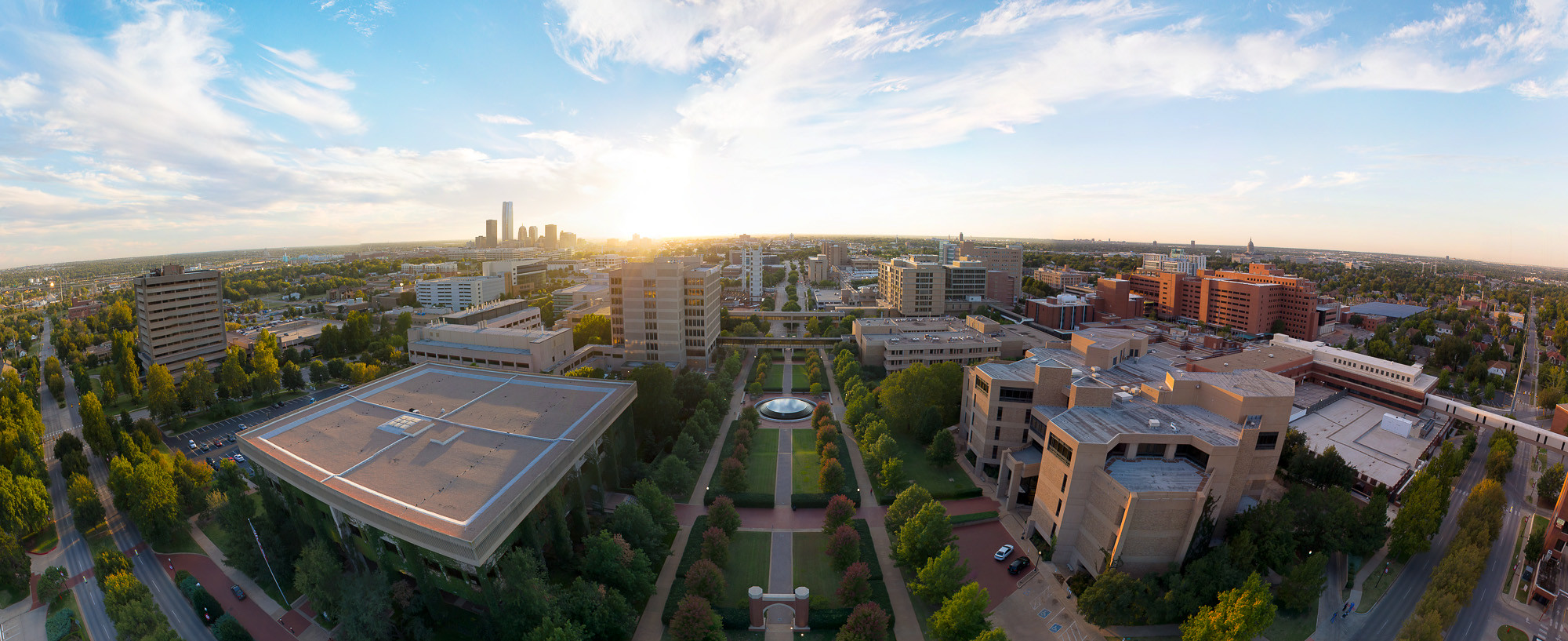 An aerial view of O U Health in Oklahoma City.