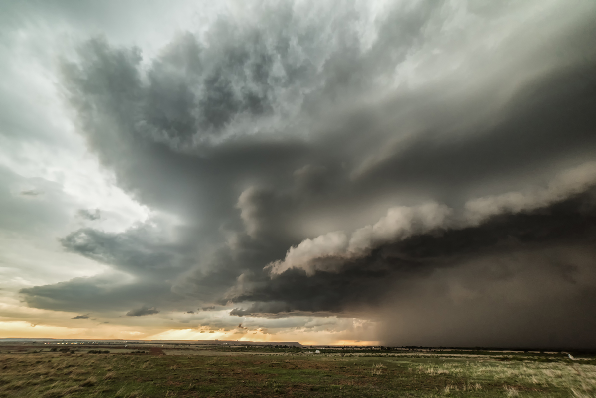 A large storm system moving across the plains.