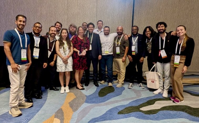 group of college students and professor Dr. Bedle