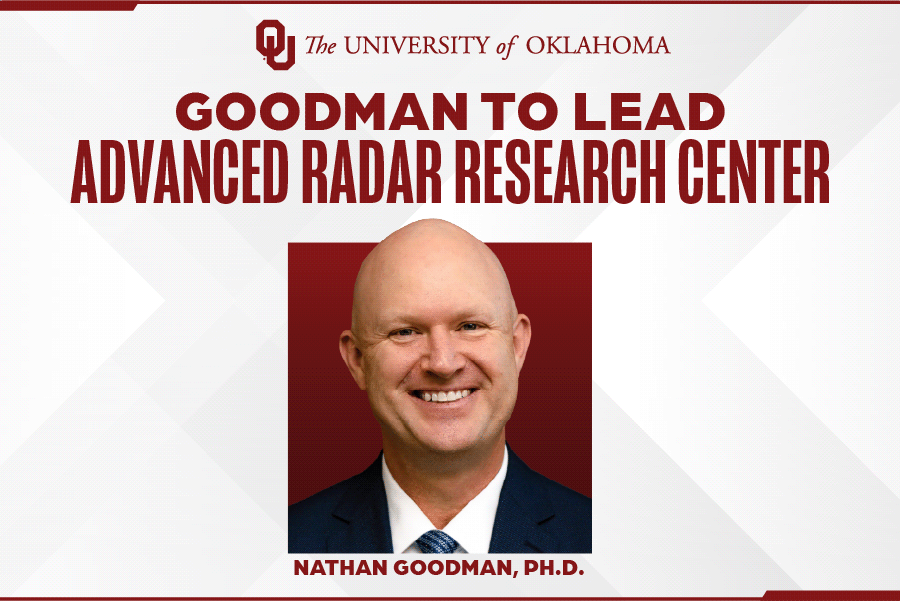 A headshot of Nathan Goodman and the words "Goodman to lead Advanced Radar Research Center."