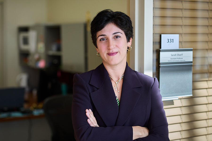 Sarah Sharif outside of her office.