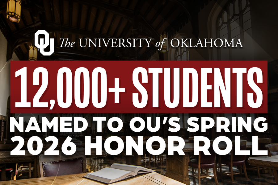 Graphic reading: 12,000+ students named to OU's spring 2026 honor roll.