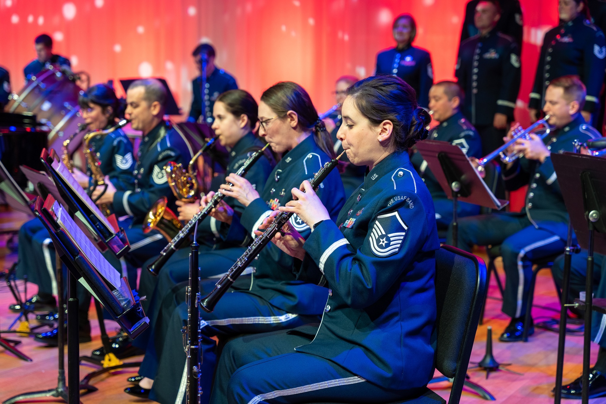 Members of the Air Force Band performing.
