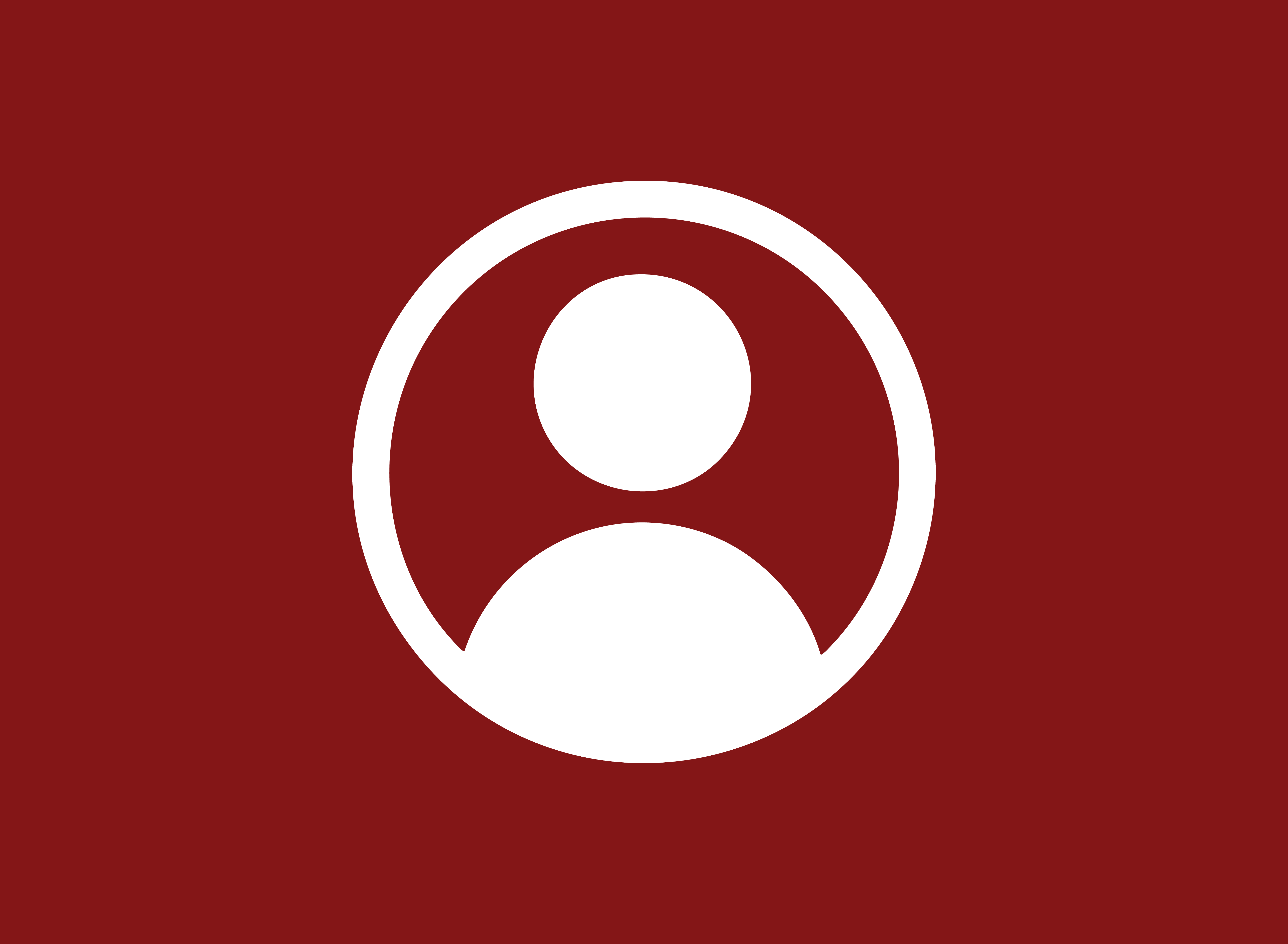 A white person icon on a crimson background.