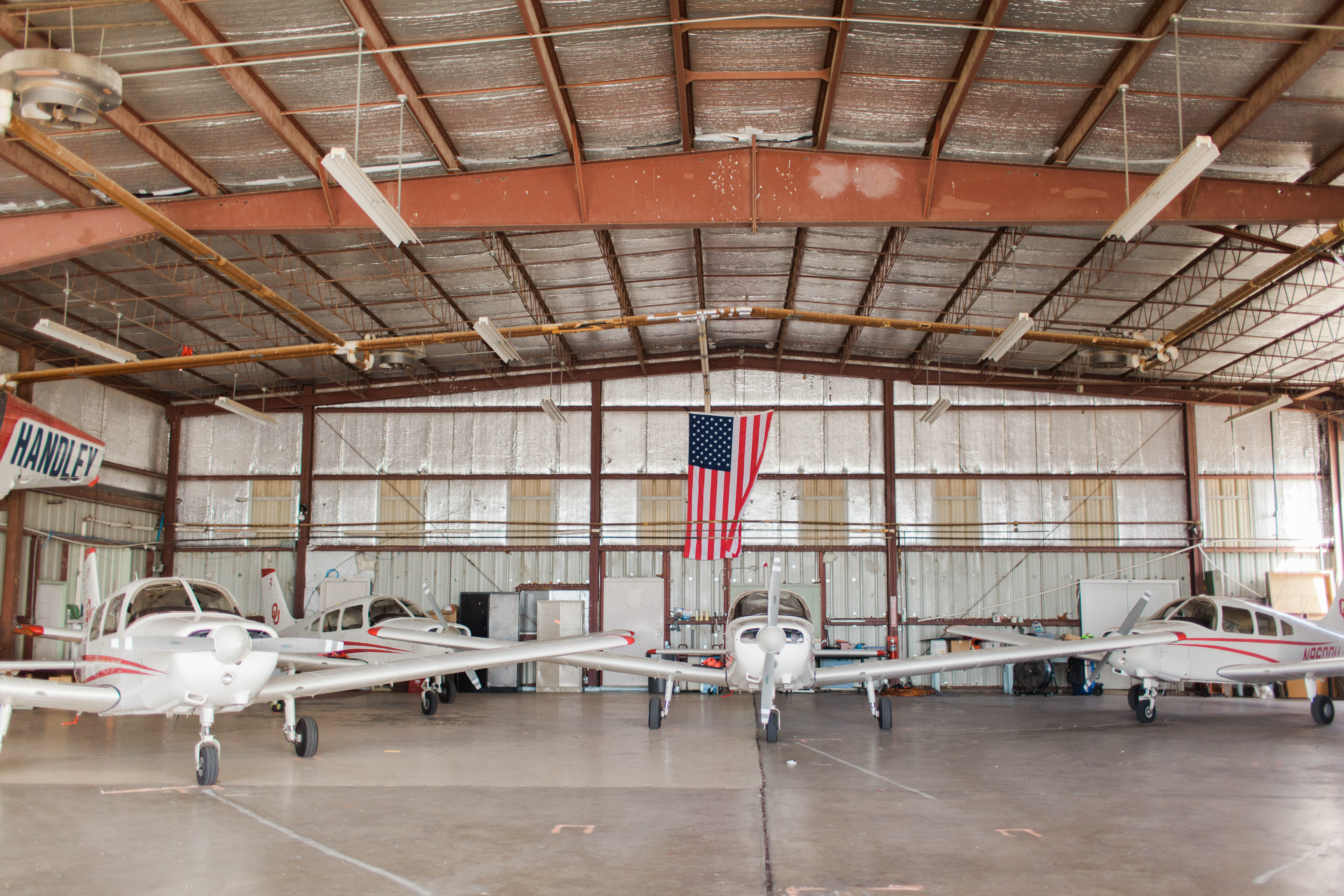 Interior of hangar at Max Westheimer Aiport.