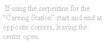 Text Box: &nbsp;If using the serpentine for the �Carving Station� start and end at opposite corners, leaving the center open.
