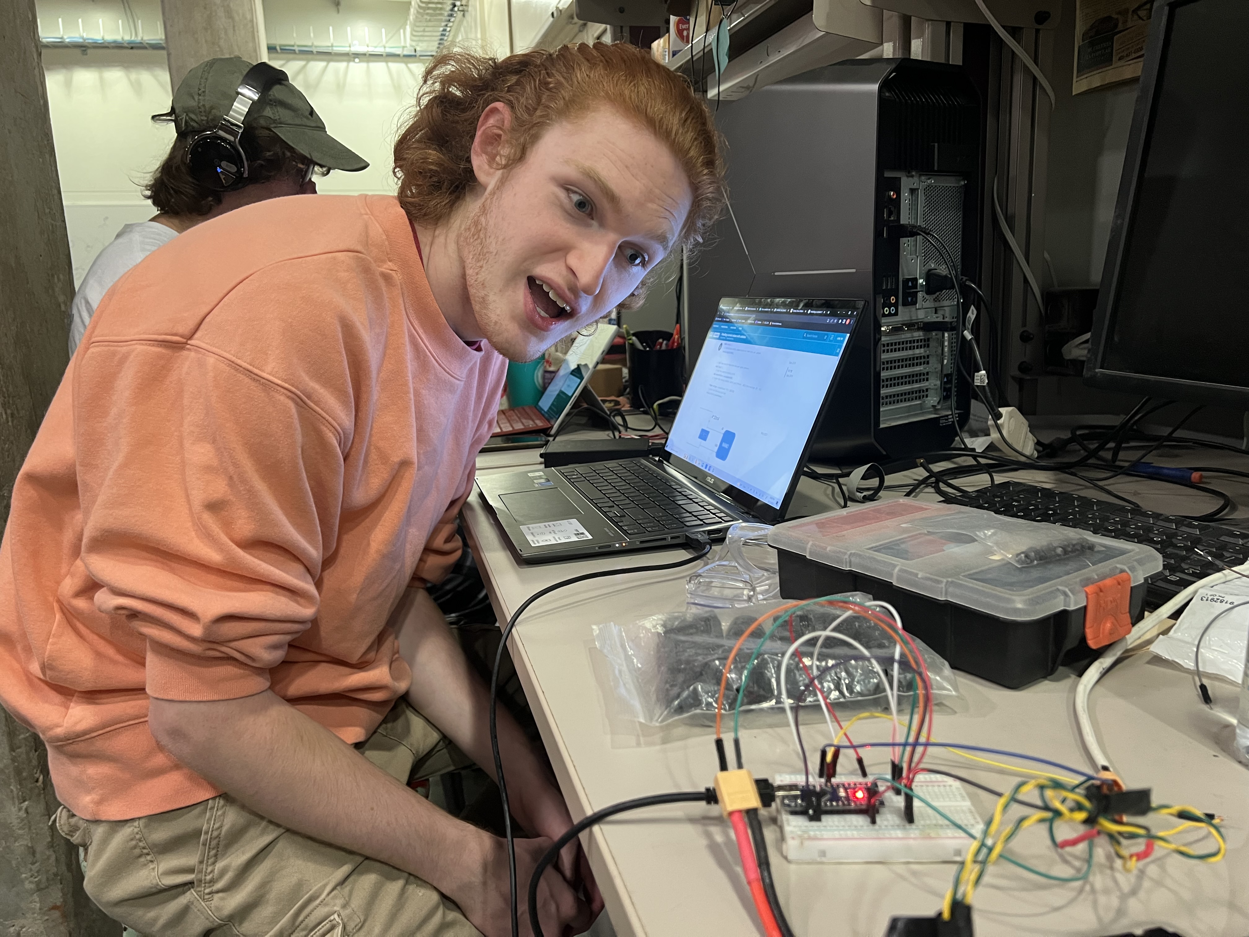 ethan working in the bay